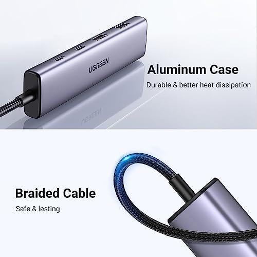 UGREEN 4-Port USB C Hub – High-Speed 5 Gbps Type C Splitter with Dual USB C & USB A Ports, Premium Aluminum Adapter for Thunderbolt Mac Book M1/M2, i Phone 15 Pro, i Pad Pro, XPS – Ultimate Connectivity Solution for Professionals and Tech Enthusiasts