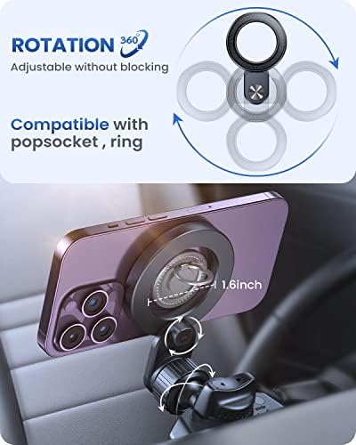 Revolutionary OQTIQ Magnetic CD Slot Phone Mount for Effortless Smartphone Access – Six Ultra-Strong Magnets for i Phone, Samsung Galaxy, LG & More – Hands-Free Convenience with 360° Rotation for Optimal Viewing Angles – Compact Design for Any Vehicle Interior – Elevate Your Driving Safety and Experience