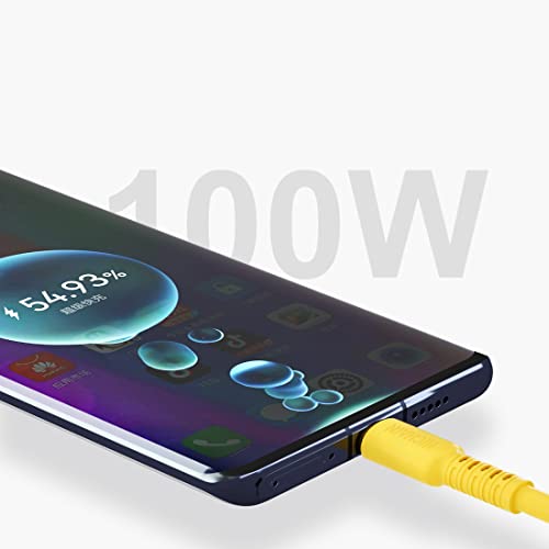 Hichain 6.5 ft USB A to USB C Charger Cable Duo – High-Speed 100 W Fast Charging & Data Sync in Vibrant Yellow – Durable Silicone Design for Samsung Galaxy, Google Pixel, Xiaomi, PS5 – Ultimate Convenience for Home & Travel
