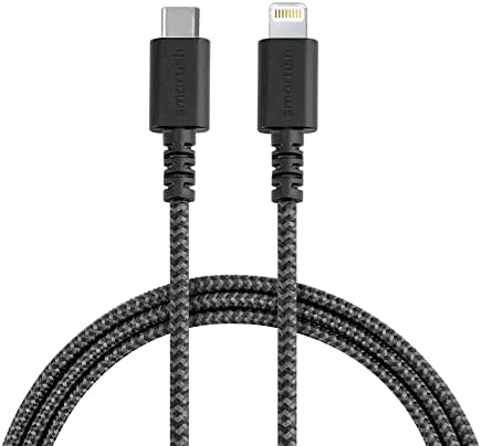 Smartish Crown Joule USB-C Charger – 6 ft Fast Charging Cable for i Phone 16 & 15 – 100 W Power Delivery – Nylon Fabric-Wrapped Cord for Android, Pixel, Galaxy, Mac Book Pro – Versatile Black Charging Solution for Instant Power-ups and Enhanced Durability