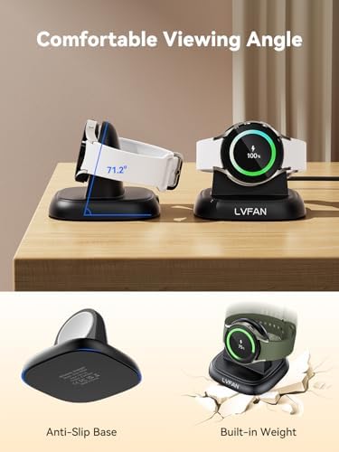 Sleek Magnetic Wireless Charger for Samsung Galaxy Watch 7, Ultra, 6, 5 & 4 – LVFAN Quick Charge Dock with Elegant Design for Home & Office – Robust Smartwatch Charging Solution for Enhanced Style and Efficiency
