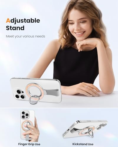 Tycamp Mag Safe-Compatible Glitter Phone Grip Ring Holder Stand for i Phone 16/15/14/13/12 Series – Stylish Magnetic Phone Accessory with Removable Rotating Design for Enhanced Grip and Glam Appeal in Black – Secure Attachment for Selfies, Texting, and Viewing