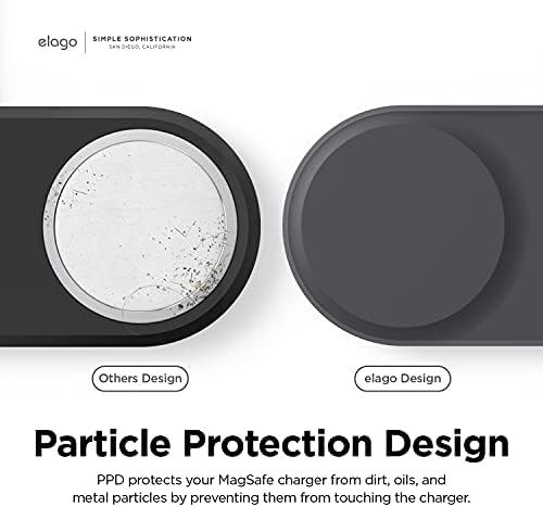 elago Mag Safe Multi-Device Charging Hub – Streamlined Charging Station for i Phone 16/15/14/13/12, Air Pods Series 4/Pro 2/Pro/3, and All Apple Watch Models – Sleek Dark Gray Finish for Effortless Organization and Rapid Power-Up (Cables Not Included)