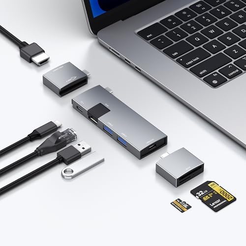 Maximize Your Mac Book’s Potential with the NXPGKEA 8-in-2 USB C Hub – Dual 4 K HDMI Outputs for Stunning Displays, High-Speed USB-A Ports for Effortless Data Transfers, and Micro SD/SD Card Readers for Instant File Access – Ideal for Mac Book Pro, Air M1/M2/M3, Dell XPS, Lenovo Think Pad, and HP Laptops – Compact, Durable Hub for Professionals on the Move