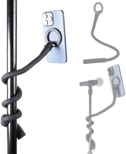Versatile Magnetic Gooseneck Phone Holder for i Phone Mag Safe – 23.6″ Long Arm Mount for Hands-Free Use on Shopping Carts, Treadmills, Strollers, and More – Perfect for Multitasking and Enhanced Stability