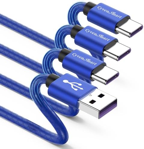 10 ft USB Type C Cable 3-Pack – Durable Fast Charger with TPE Construction for Samsung Galaxy S10/S9/S8 Plus and Note Series – Extra Long USB A 2.0 to USB-C Cord for Efficient Charging and Data Transfer – Navy Blue