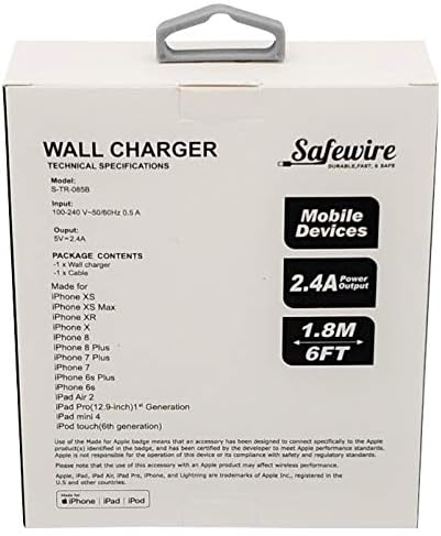 Apple Certified Lightning to USB Charging Kit – 6 ft Ultra-Durable Cable & 12 W Fast Charging Wall Adapter for i Phone 14, 13, 12, 11 Pro Max, i Pad Mini & Air – Reliable Power Solution for On-the-Go Compatibility