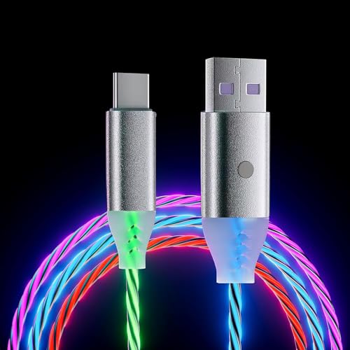 Vibrant RGB LED Type C Charging Cable – 3.3 ft/1 m with Fast 3 A Power and On/Off Switch, Perfect Accessory for Galaxy S21/S20/S10/Note 20/10/9, Infuse Style and Efficiency into Your Charging Experience