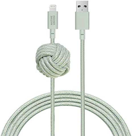 Native Union Night Cable – 10 ft MFi Certified Lightning to USB-A Charger with Weighted Knot Design for Enhanced Stability – Ultra-Durable & Stylish Zebra Pattern for i Phone 14, 13 & Earlier Models – Elevate Your Charging Experience with Superior Length & Strength