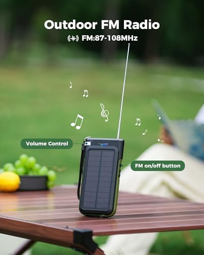 GOODaaa 45800 m Ah Solar Power Bank with Wireless Charging, Fast 15 W USB C & A Ports, Built-in Emergency Radio and Flashlight – Ultimate Outdoor Portable Charger for Camping and Hiking Adventures