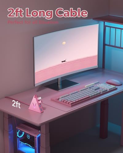 Elevate Your Connectivity with the Stylish Pink USB C Hub – 4 USB 3.0 Ports and 2 FT Extension Cables for Seamless Integration with i Pad Pro, Mac Book Pro, Surface & More – Ultimate Performance Meets Chic Design!