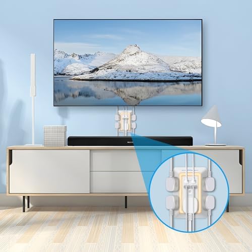 POWSAF 5-Outlet Surge Protector Power Strip with 4 USB Ports Including 2 USB-C PD 20 W for Fast Charging and Integrated Night Light – ETL Certified Multi Plug Outlet Extender with 3-Sided Design for Enhanced Accessibility and Safety in White Finish