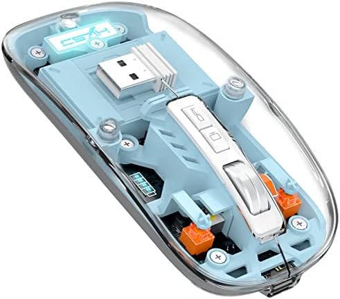 Sleek A.JAZZ Wireless Bluetooth 5.1 & 2.4 G Mini Mouse – Lightweight, Rechargeable, and Silent for Ultimate Focus in Office, PC, Mac, and i Pad Use – Stylish Transparent Design with Nano USB-C Receiver for Enhanced Compatibility and Performance