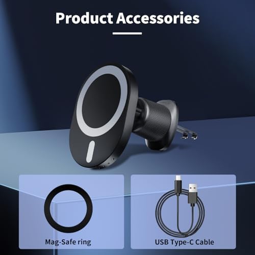 AOUXSEEM for Magsafe Car Charger Mount,15W Fast Charging,20xN55 Magnets,Car Phone Holder Wireless Car Charger Magnetic Phone Holder for iPhone 16/15/14/13/12/Pro/Plus/Max Samsung Galaxy S Series – Enhanced Compatibility and Speed