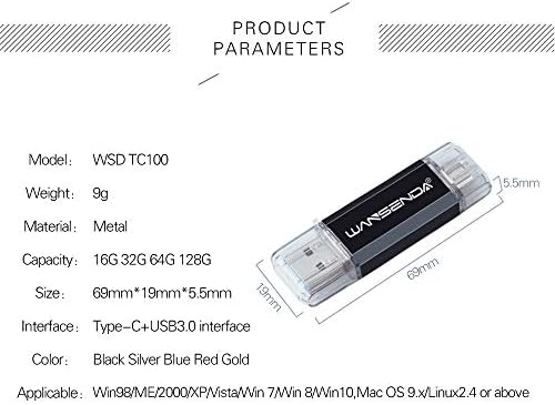 WANSENDA 64 GB OTG USB Flash Drive – 2-in-1 USB 3.0/3.1 & Type-C Storage for Android Devices, PC & Mac – Fast File Transfers with Stylish Red Design for Effortless Data Management