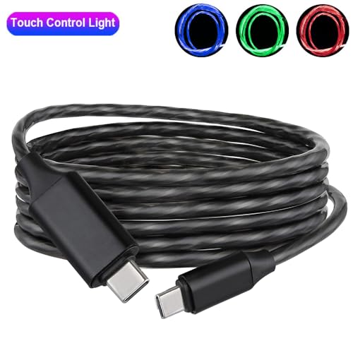 Revolutionary 6 ft Smart Touch-Control RGB LED USB C to C Cable – Rapid 3 A Fast Charging TPE Charger for Phones, Tablets & Laptops – Durable Design with Eye-Catching Flowing Light for Ultimate Style and Functionality