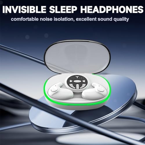 Invisible Sleep Headphones for Side Sleepers – Ultra-Comfortable Bluetooth 5.3 On-Ear Design with Advanced Noise Isolation and Crystal-Clear Audio Quality, Perfect for Restful Sleep and Relaxation, Featuring Dual LED Power Indicator for Easy Monitoring