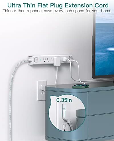 Ultimate Power Strip Surge Protector with Dual USB-C Ports – 6 Outlet Multi-Plug Extension Cord for Efficient Charging in Home, Office, or Dorm – Flat Plug Design with 5 ft Cord and 900 J Surge Defense for Enhanced Device Safety