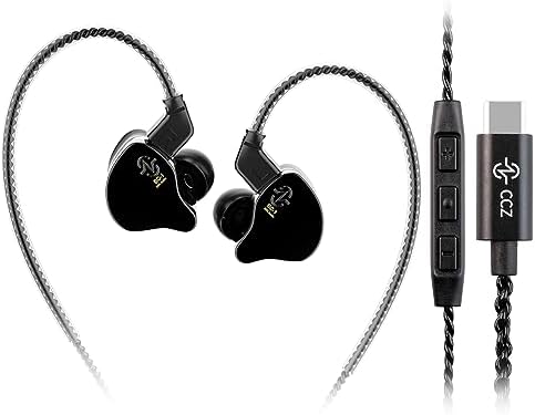 Kinboofi CCZ Melody Dynamic Dual Driver In-Ear Monitor Earbuds with Mic – Premium Hi-Fi Wired Headphones for Musicians, Deep Bass Sound with Ergonomic Comfort, Ideal for Studio and On-the-Go Listening