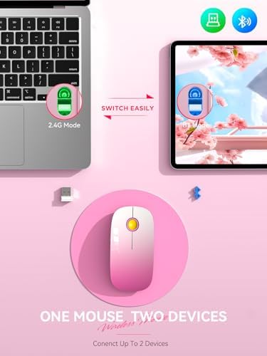 Sleek Purple Wireless Bluetooth Mouse – Effortless Dual Connectivity, 1600 DPI Precision, Whisper-Quiet Clicks, Long Battery Life for Enhanced Productivity and Versatile Device Compatibility
