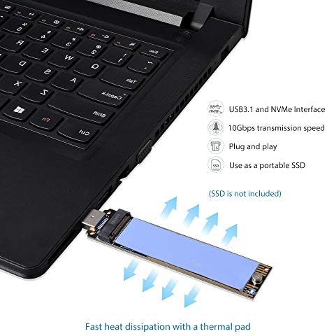 Ultra-Fast NVMe to USB Adapter – M.2 SSD Portable Converter with 10 Gbps USB 3.1 Gen 2 Speed, PCIe M Key Hard Drive Reader, Hot Swap Compatibility for Windows & mac OS, Lightweight Design for Effortless Data Management on the Go