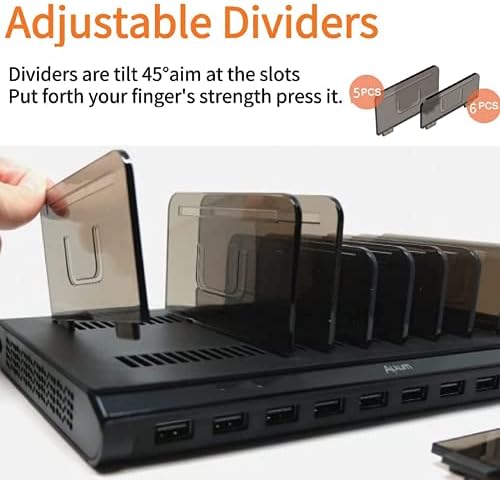 Alxum 10-Port USB Charging Hub – 60 W High-Speed Multi-Device Charger for Smartphones & Tablets – Fast Charging Station with Smart IC Technology for Optimal Power Distribution – Sleek Black Design for Home & Office Use – Ideal USB Charging Solution for Family & Workstations