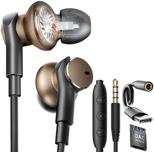 Transform Your Sound Journey with Superior In-Ear Wired Headphones – Deep Bass Noise-Cancelling Earbuds Featuring Universal USB C & 3.5 mm Connectivity, Integrated Microphone for Effortless Hands-Free Calling, Engineered for Comfort, Perfect for Audiophiles and Gamers Desiring Unmatched Audio Clarity and Engaging Listening Experiences
