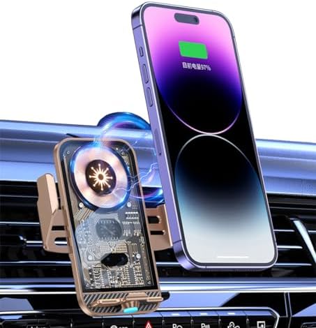 Smart Sensor Wireless Car Charger & Phone Holder – 15 W Fast Charging for i Phone & Samsung – Auto-Clamping Air Vent Mount with Transparent Design – Enhanced Compatibility & Effortless Use