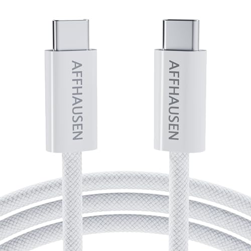 Premium 2.1 m USB-C Cable – 240 W Fast Charge & 480 Mbps Data Transfer, Durable Braided Design for Enhanced Compatibility, Sleek White Finish for Modern Tech Aesthetics