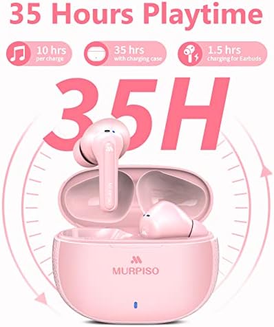 Premium Active Noise Cancelling Wireless Earbuds with Bluetooth 5.2 – Deep Bass Sound, 35-Hour Playtime, IPX6 Waterproof Design, Perfect for i Phone and Android – MURPISO Ergonomic In-Ear Headphones for Ultimate Comfort and Clarity