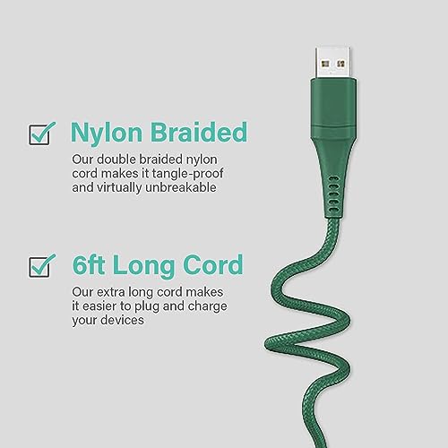 Versatile 3-in-1 Universal Charging Cable – 6 ft Nylon Braided Charger for i Phone, Android & More | Lightning, Type C & Micro USB Compatibility | Fast Charging Solution in Vibrant Tangerine for Ultimate Convenience and Style