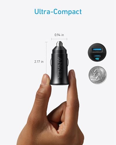 Anker 30 W Dual-Port USB-C Car Charger – High-Speed Power IQ 3.0 Adapter for i Phone 16/15/14/13/12 & Samsung Galaxy S25/S24/S23/S22/S21 – Compact Car Cigarette Lighter Charger for i Pad Pro & Air Pods – Reliable Fast Charging Solution for Road Trips and Daily Commutes