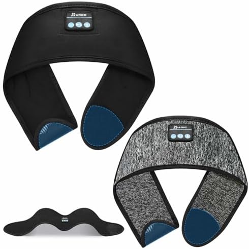 Revolutionary Wireless Adjustable Bluetooth Headband Headphones – Ultra-Comfort Sleeping Earbuds with Lightweight Speakers and Integrated Microphone for Men & Women – Perfect for Yoga, Running, Workouts, Travel, and Mindfulness (Chic Grey & Black) – Exceptional Compatibility & Swift Pairing Experience