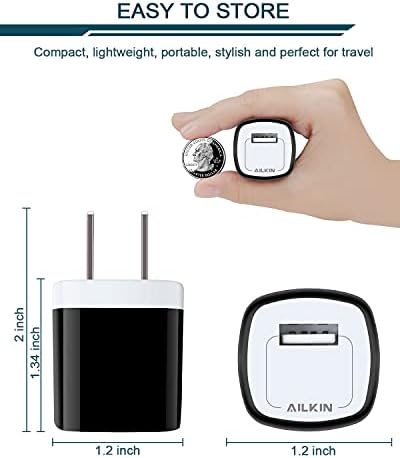 AILKIN 5-Pack USB Wall Charger Plug – Fast Charging Block for i Phone 16/15/14/13/12/11/XR/XS, i Pad Pro/Air – Universal 1-Port Power Adapter Charging Cubes for Home, Office & Travel – Lightweight, Durable & Efficient Charging Solution
