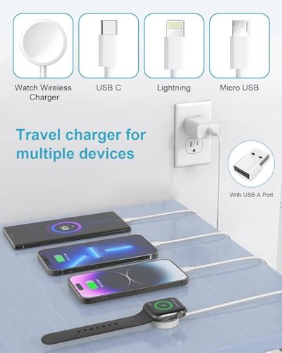 Revolutionize Your Charging Experience with the 4 in 2 Dual-Use Multi Charging Cable – Effortless Fast Charging for Apple Watch & i Phone! Compatible with Apple Watch Series 9/8/7/6/5/SE/Ultra, i Phone 15/14/13/12/11/X/SE, and i Pads – 4 FT Length for Ultimate Flexibility & Durability – The Perfect Travel Charger for On-the-Go Convenience! Experience Lightning-Quick Charge Technology to Reduce Downtime and Keep Your Devices Powered Anytime, Anywhere – Designed for Maximum Efficiency and Versatility, This Cable Simplifies Your Charging Routine with Its Robust Build and Universal Compatibility, Making It an Essential Accessory for Tech Enthusiasts.