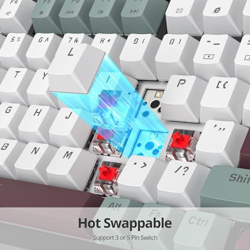 Transform Your Gaming Setup with the 75% Monster B Wired Mechanical Keyboard – 82 Keys, Gasket Mount Design, Hot-Swappable White Switches, RGB Lighting, Programmable Features for Mac/Windows – Unmatched Speed and Comfort for Gamers and Professionals