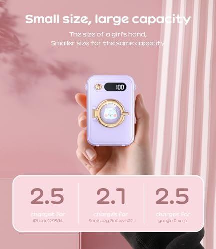 Ultra-Compact 10000 m Ah Fast Charging Power Bank with Built-in Cables and LED Display – Cute, Lightweight Design for i Phone, Samsung, and Tablets – Perfect Travel Companion for Effortless Power On-the-Go