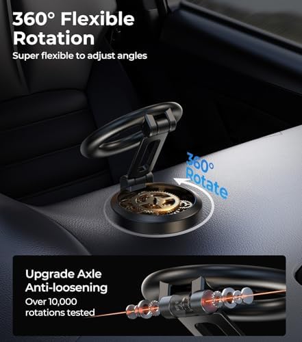 Revolutionary Qi2 Mag Safe Car Mount for i Phone 16 Pro Max – 2-in-1 Dashboard & Air Vent Holder with Strong Adhesive, Heat-Resistant Design, 360° Rotational Capability & Magnetic Convenience for Enhanced Driving Safety and Seamless Access to Navigation & Music