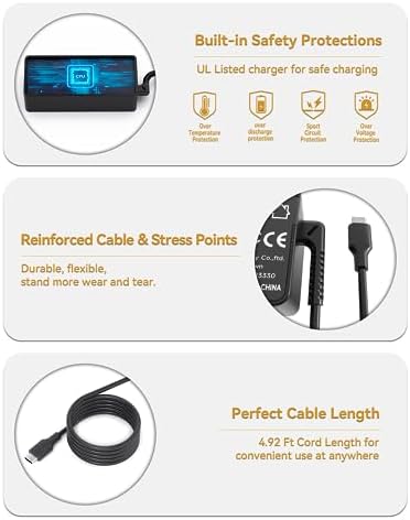 Universal 90 W USB-C Laptop Charger for Chromebook, Mac Book, HP Spectre, Dell, Lenovo & More – Fast, Efficient Power Adapter with Enhanced Compatibility for On-the-Go Charging