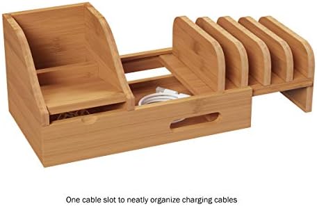 Eco-Friendly Bamboo Charging Station for Multiple Devices – Modern Cord Management Dock for Phones, Tablets, Smartwatches – Lavish Home’s Sustainable Tech Organizer with Enhanced Charging Speed and Compatibility