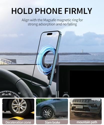 Maser Weller 360° Rotating Car Phone Mount for Toyota RAV4 (2019-2025) – Mag Safe-Compatible, Air Vent Safe Smartphone Holder with Fixed Clip for Optimal Navigation and Hands-Free Calls