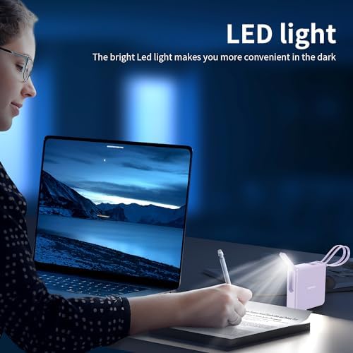 Ultimate 10,000 m Ah Portable Charger with Built-in Cables & AC Plug – PD 22.5 W Fast Wireless Power Bank for i Phone 16/15/14, Samsung S23/S22, Android Devices – Effortless Charging Anytime, Anywhere