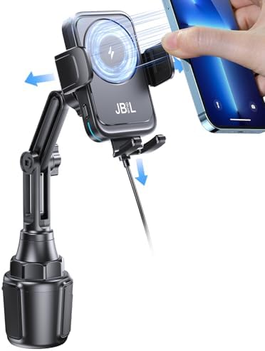 Revolutionary Wireless Car Charger with Auto-Clamping Cup Holder – 15 W Rapid Charging for i Phone 16/15/14/13/12/11 Pro Max and Samsung Galaxy S24 Ultra/S23/S22/S21/S20 – Dual PD & QC3.0 Ports for Enhanced Device Compatibility and Driving Convenience