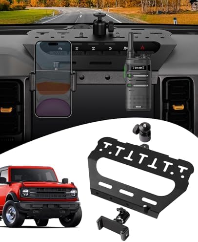 Revolutionize Your Driving with the Ultimate 3-in-1 Bronco Car Phone Holder Mount – Interphone & Go Pro Compatible with Picatinny Rail – 360° Adjustable Anti-Shake Design for 2021-2025 Bronco Models – Enhance Safety, Navigation, and Adventure Recording