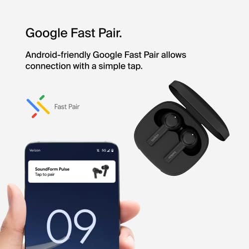 Belkin Sound Form™ Pulse Wireless Noise Cancelling Earbuds – Premium Bluetooth Headphones with IPX5 Water Resistance, Enhanced Dual Microphone Clarity, Ergonomically Designed for Ultimate Comfort, and Convenient Wireless Charging Case – Ideal for i Phone & Samsung Users, Sleek Black Finish