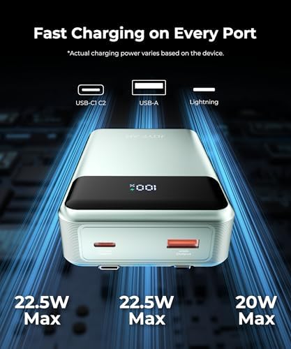High-Capacity 30,000 m Ah Portable Power Bank with Built-in USB-C Cable – 22.5 W Super Fast Charging for i Phone, i Pad, Google, Xiaomi – Ideal for Travel, Camping, and Emergency Power Solutions – Slim and Lightweight Design with 17-Layer Safety Protection for Maximum Reliability – Perfect for Charging Multiple Devices Simultaneously – Enjoy 24/7 Customer Support and 36-Month Warranty