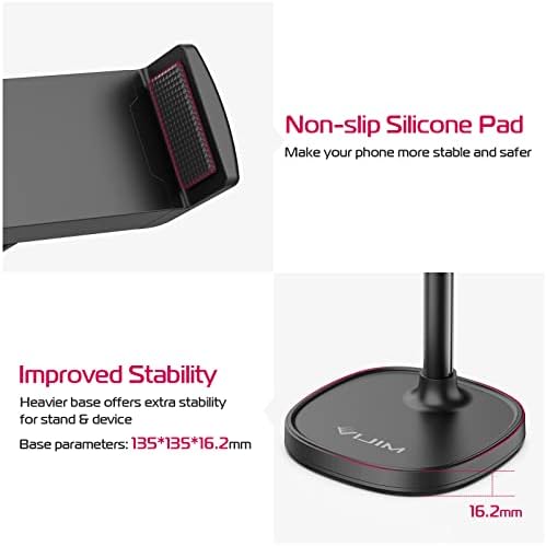 ULANZI Cell Phone Stand Mount for Desk, Vijim HP004 Adjustable Height & Angle Phone Holder, 360 Degree Rotating Desktop Phone Stand Compatible with iPhone, Samsung and All Phones – Enhanced Compatibility and Speed