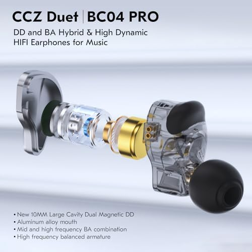 Transform Your Sound Journey with CCZ BC04 Pro High-Resolution In-Ear Monitor Headphones – Ergonomically Designed Wired Earbuds Featuring Advanced Dynamic and Balanced Armature Drivers for Unmatched Audio Clarity, Superior Noise Isolation, and Robust Detachable Cable – Perfect for Musicians, Audiophiles, and Gamers Seeking Ultimate Sound Precision.