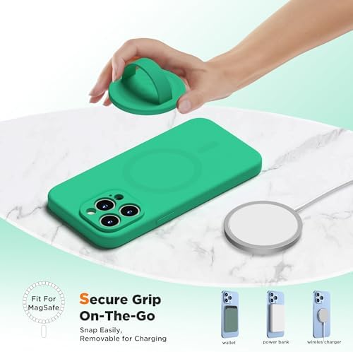 Emerald Green Magnetic Phone Grip for i Phone – Premium Silicone Loop Holder Compatible with Mag Safe | Ergonomic, Removable Ring for Secure Handling & Chic Style | Ideal for i Phone 12/13/14/15/16 Pro Max/Plus Models