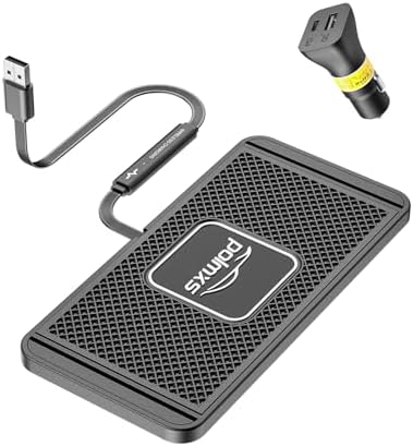 POLMXS 15 W Fast Wireless Car Charger Pad – Non-Slip Charging Mat for i Phone 11/12/14/15 & Galaxy S21/S22/S23/S24 – Essential Accessory for Seamless On-the-Go Power-Up – Includes 30 cm Cable – Durable & Efficient Design